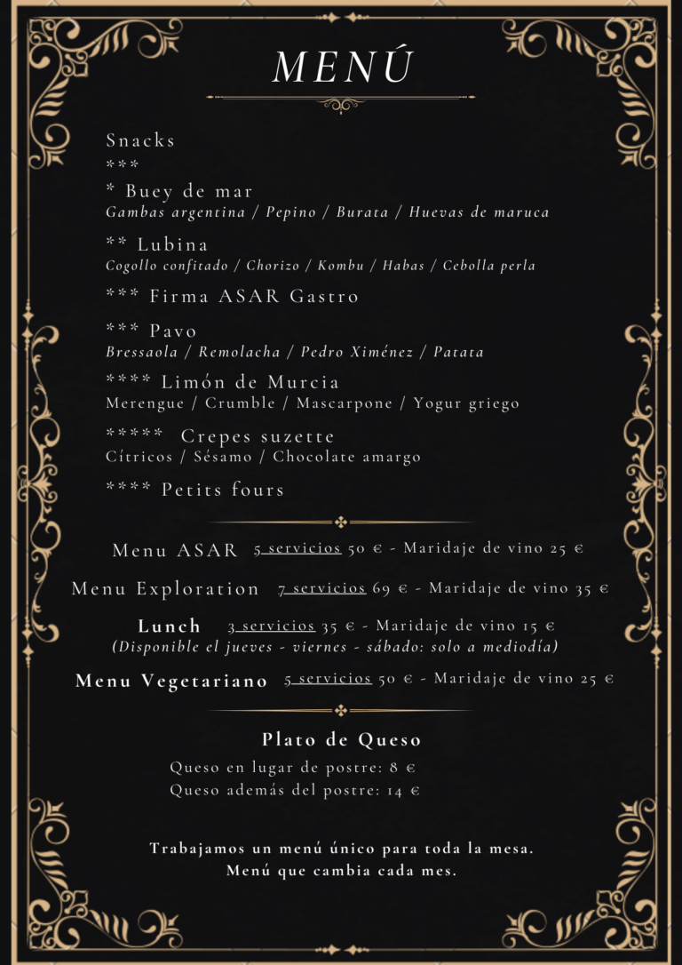 Menu Spanish Dark January